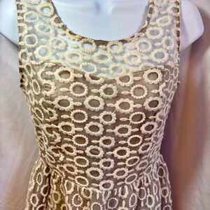 tea n rose Cream Embroidered Circle Lace Dress